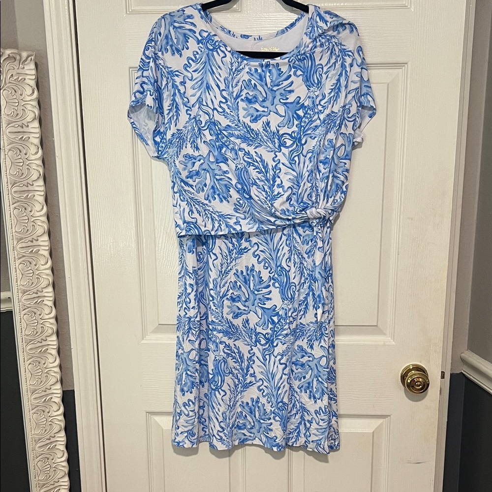 Lilly Pulitzer Blue and White Coral Print Dress